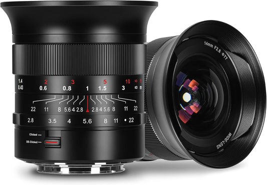 7artisans MF14mm F2.8 Full Frame Ultra Wide Angle 116° Large Aperture Single Focus Lens for Leica / Panasonic S1, DC-S1, S5, DC-S5, LUMIX S9 Series / Sigma L Series Mirrorless Cameras