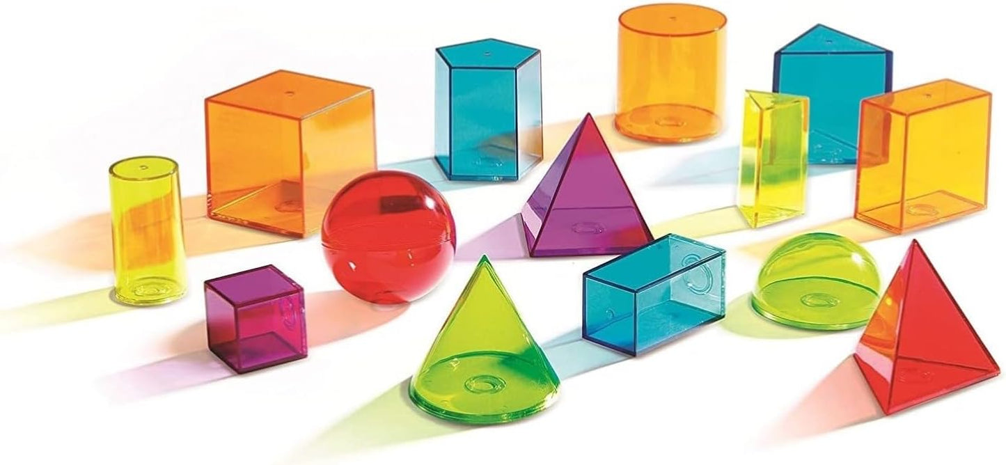 Learning Resources View-Thru(R) Geometric Solids Transparent 3D Shapes LER 4331