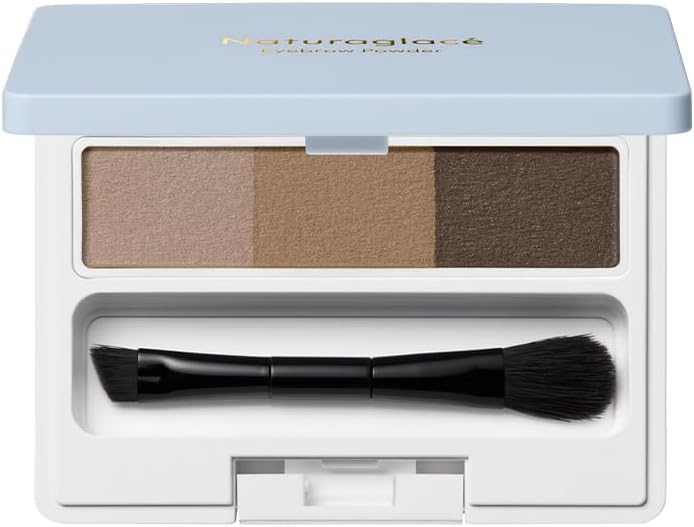 NaturalGlasse Eyebrow Powder N 02 Medium Brown with Brush Soap Off Vegan Skin Care Ingredients Organic