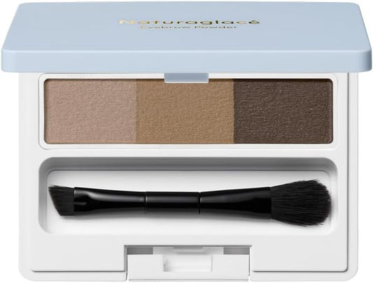 NaturalGlasse Eyebrow Powder N 02 Medium Brown with Brush Soap Off Vegan Skin Care Ingredients Organic