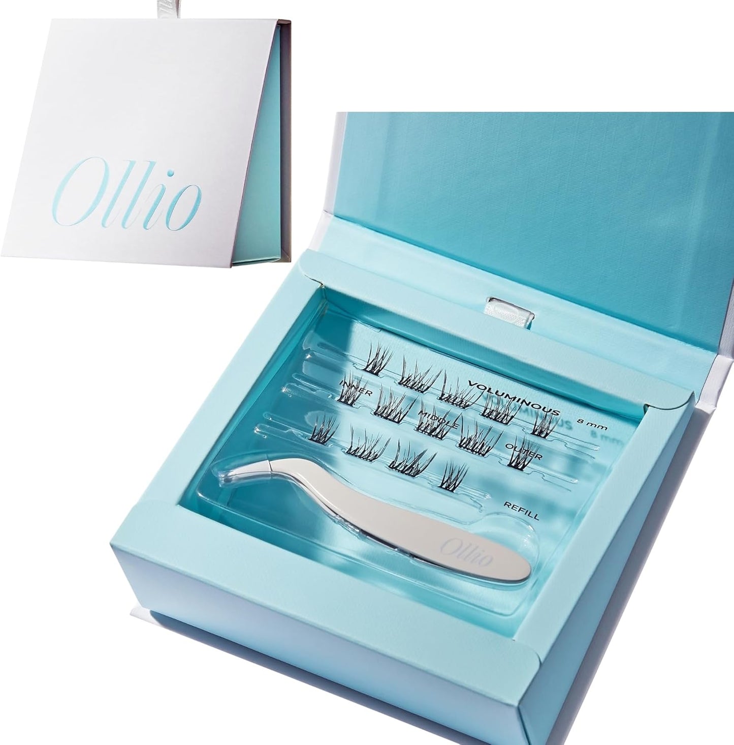 Ollio First Edition Kit Natural Glue Free Partial False Eyelashes Korean Cosmetics with Tweezer (IAK04J Voluminous)