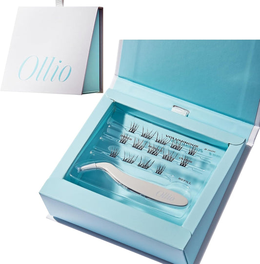 Ollio First Edition Kit Natural Glue Free Partial False Eyelashes Korean Cosmetics with Tweezer (IAK04J Voluminous)