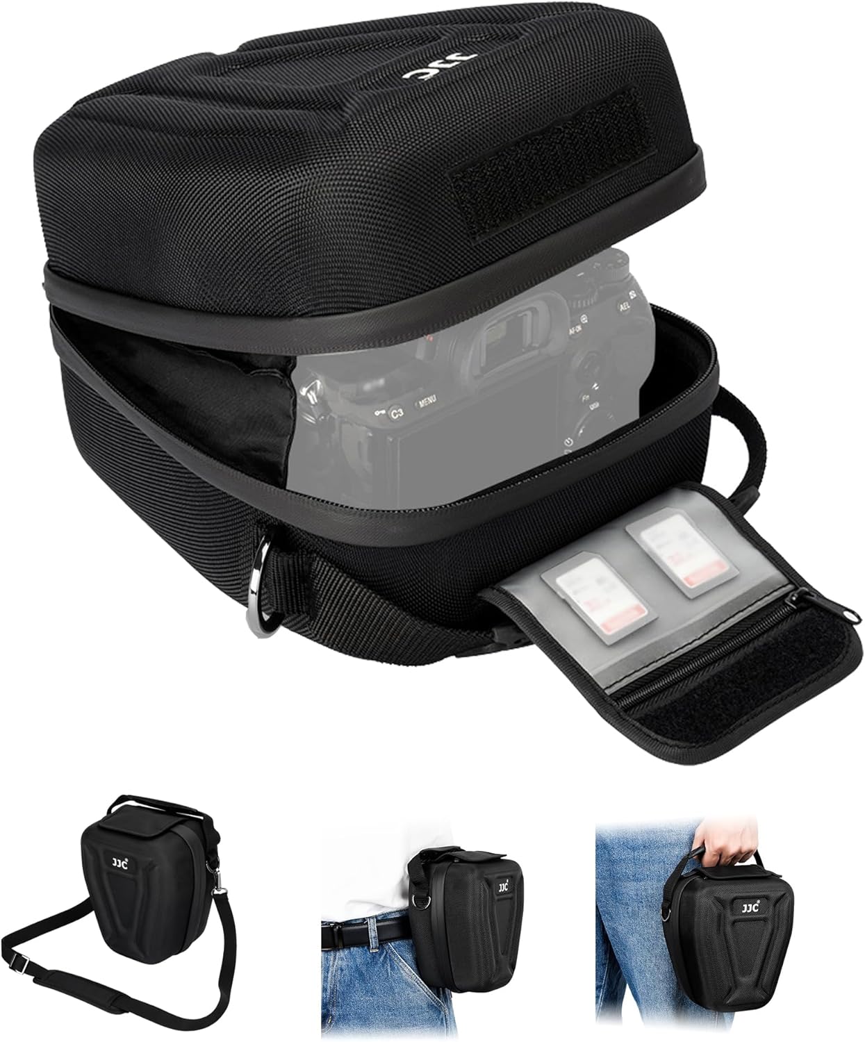 JJC Upgraded Camera Case Camera Bag for Canon EOS R100 R8 R50 R6 Mark II R7 R10 Sony a7C II a7C R a7RV a7 IV Fujifilm X-T5 X-T4 X-T3 X-T2 X100V X100F X100 Shockproof 3-way handbag with strap travel