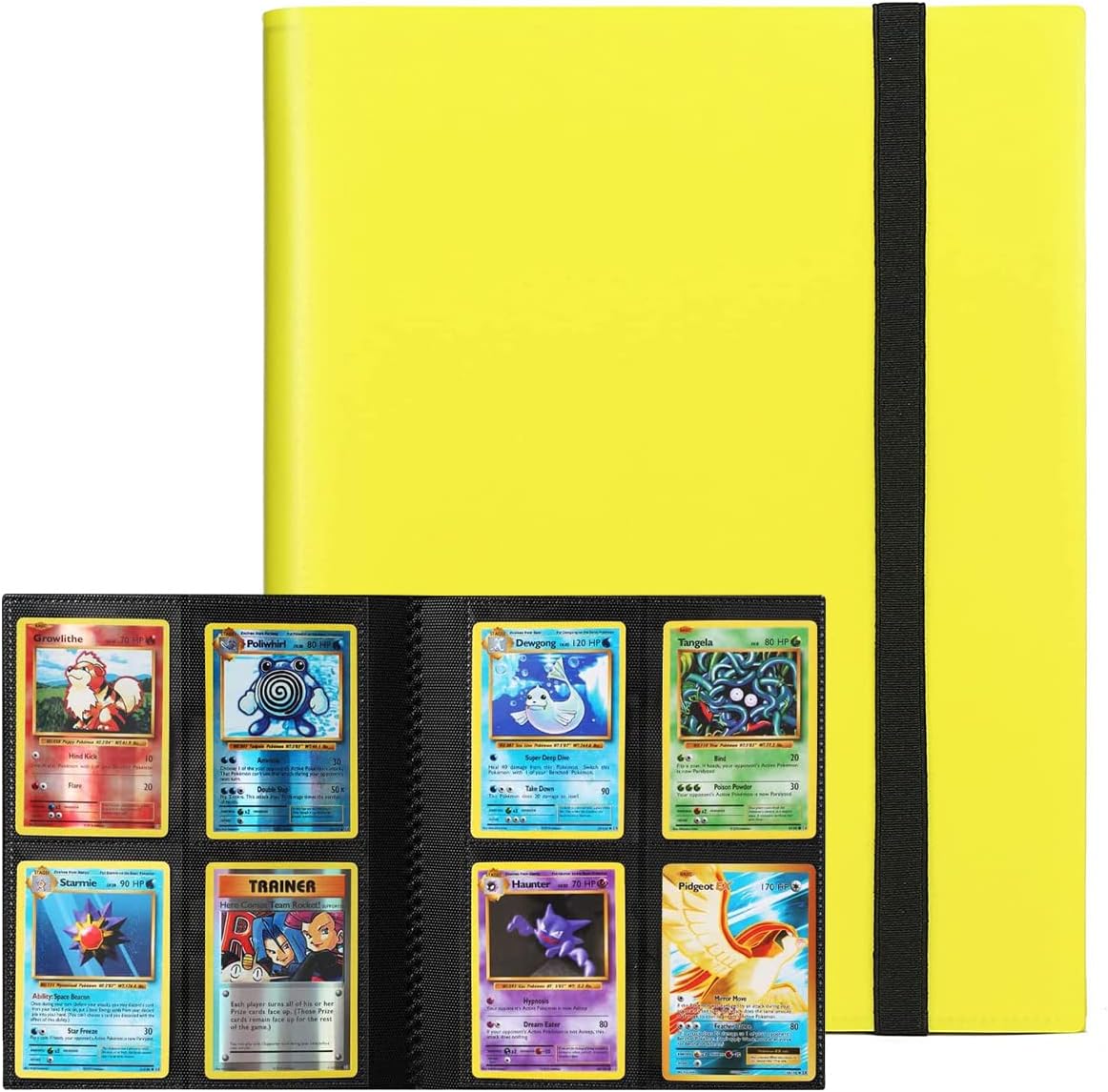 Card File, Card Binder, Sticker File, 4 Pockets, Holds 160 Cards, PP Material, Elastic Bandage Binding, Card Sheets, Collects Other Game Cards (4 Pockets, Yellow)