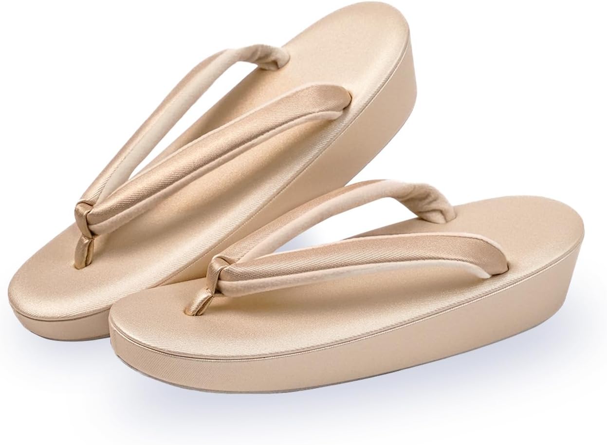 Amemari Women's Formal Zori Sandals, Made in Japan, No Pain, Super All-Purpose Zori Sandals, Thick Front, Cork, Lightweight, Sobi, Plain, Nishijin Textile, Thong, Dresses, Silk Eyes, High Quality,