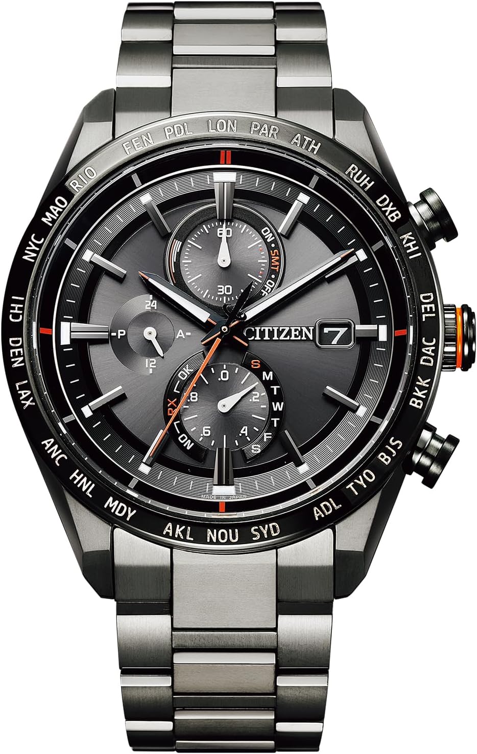 Citizen Eco-Drive AT8185-62E ACTLine Men’s Radio Wave Watch, Black Titanium, Waterproof, Business, Radio Wave Solar, Gift