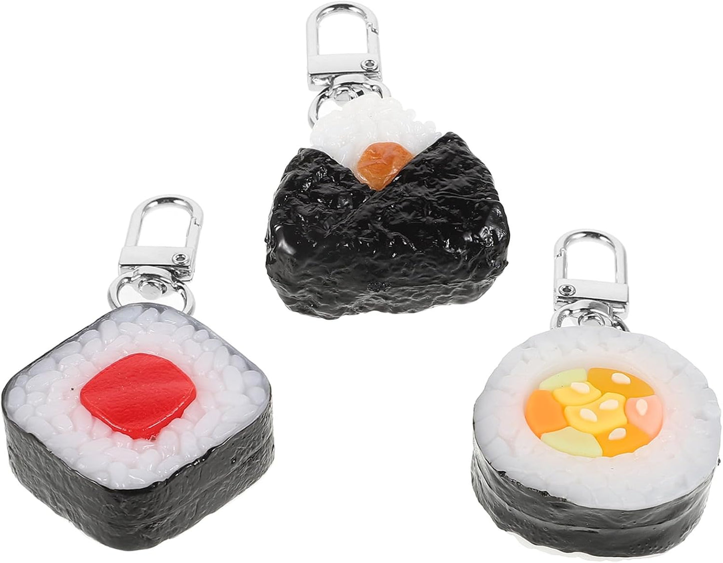 PACKOVE Pack of 3 Sushi Keychain Red Tuna Seaweed Plum Onigiri Bag Charm Keyring Backpack Accessories for Daily Decoration