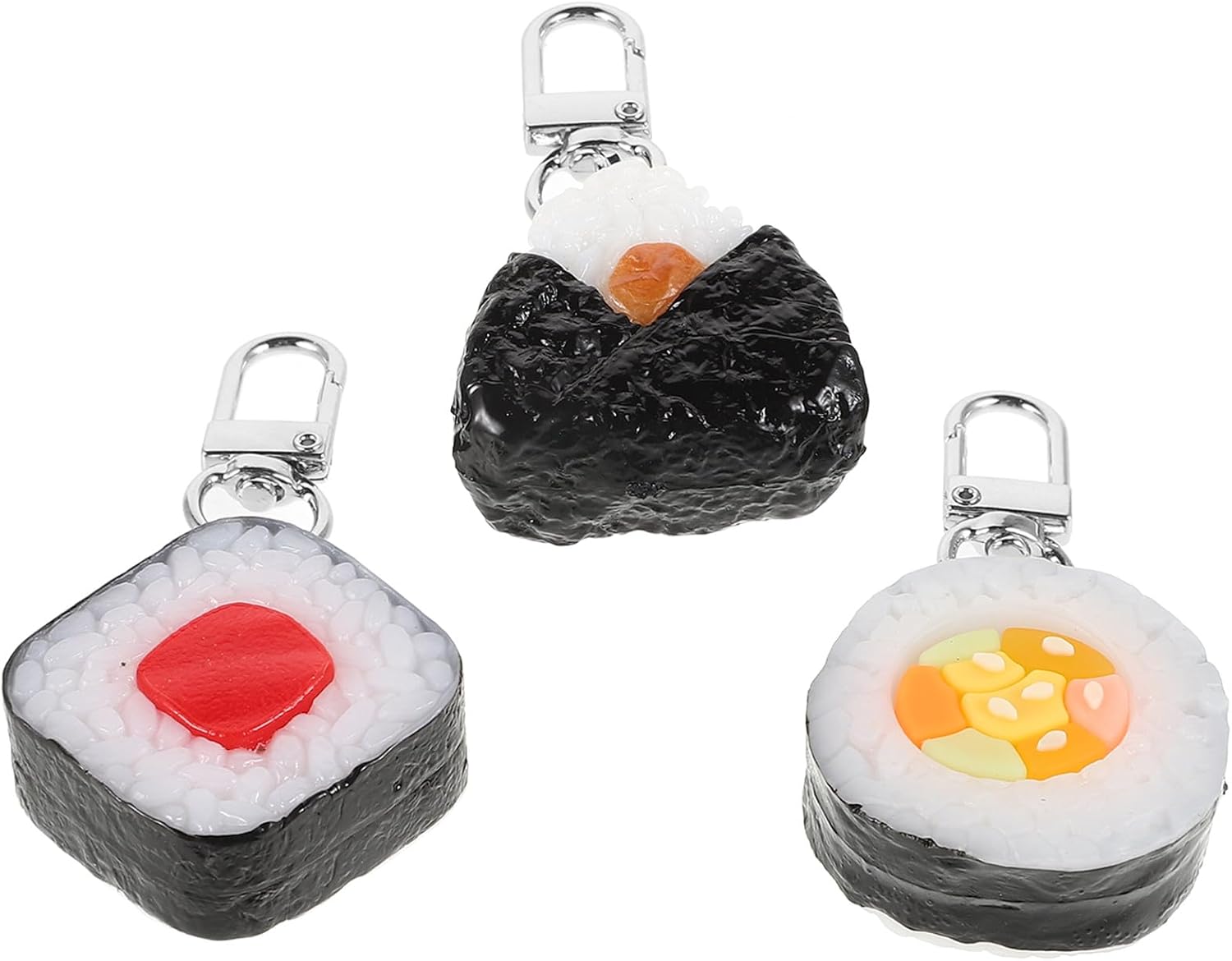 PACKOVE Pack of 3 Sushi Keychain Red Tuna Seaweed Plum Onigiri Bag Charm Keyring Backpack Accessories for Daily Decoration