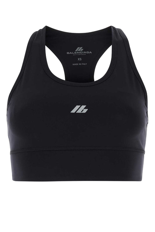 Balenciaga バレンシアガブラックストレッチナイロンクロップトップ - Image 1