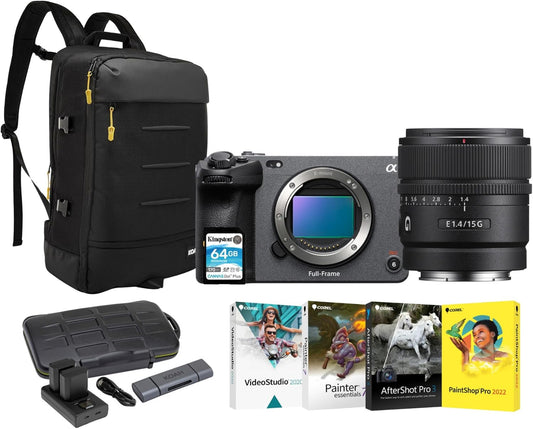 Sony FX30 ミラーレスカメラセット E 15mm f/1.4 Gレンズ、カメラバックパック、ソフトウェアスイート、アクセサリー(7アイテム)