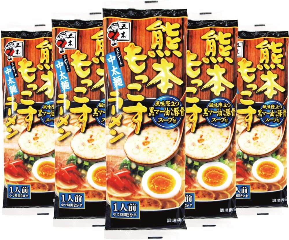Itsuki Foods Kumamoto Mokkosu Ramen, 4.3 oz (123 g) x 5 packs