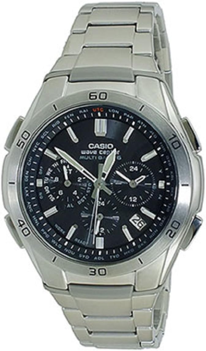 Casio WVQ-M410DE-1A2JF Wave Sceptor Radio Solar Watch, Black, Men's, Bracelet Type