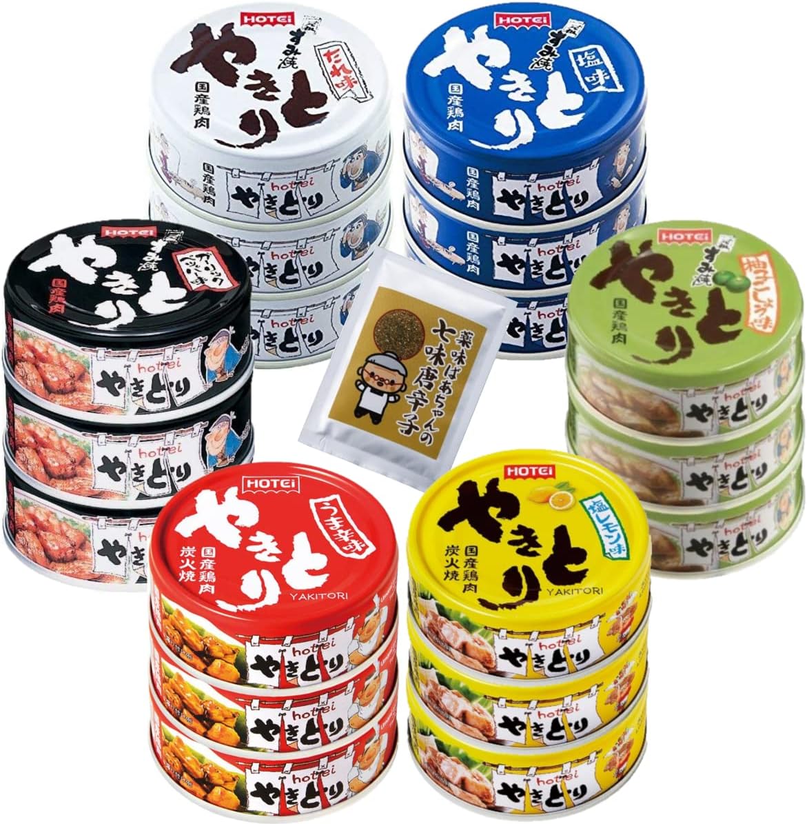 Domestic Canned Yakitori 6 Varieties Total 18 Cans Assorted Set Emergency Food Preserved Food Canned Yakumi Baachan
