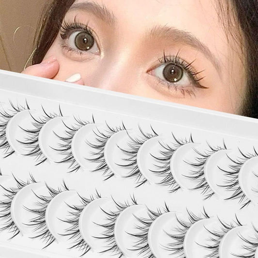 10 Pairs Pack Cartoon False Eyelashes Natural Looking Anime False Eyelashes Fluffy Fake Mink Cosplay False Eyelashes Korea Japan Asian False Eyelashes Masquerade Party Eye Makeup False Eyelashes (Y14)