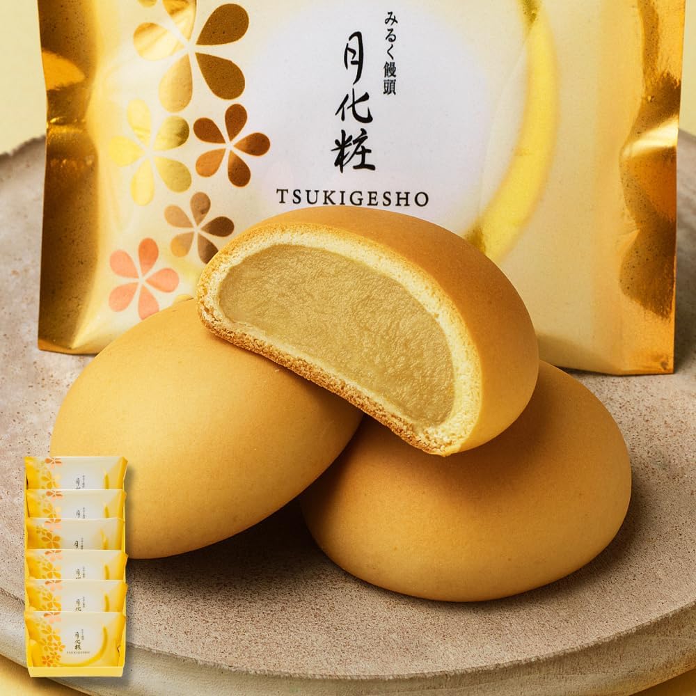 Tsuki-Kesho (6-Piece Set) Japanese Sweets Gift Popular Manju with Anko Filling Gift Assortment Individually Wrapped Osaka Souvenirs Japanese Confectionery Available for Order
