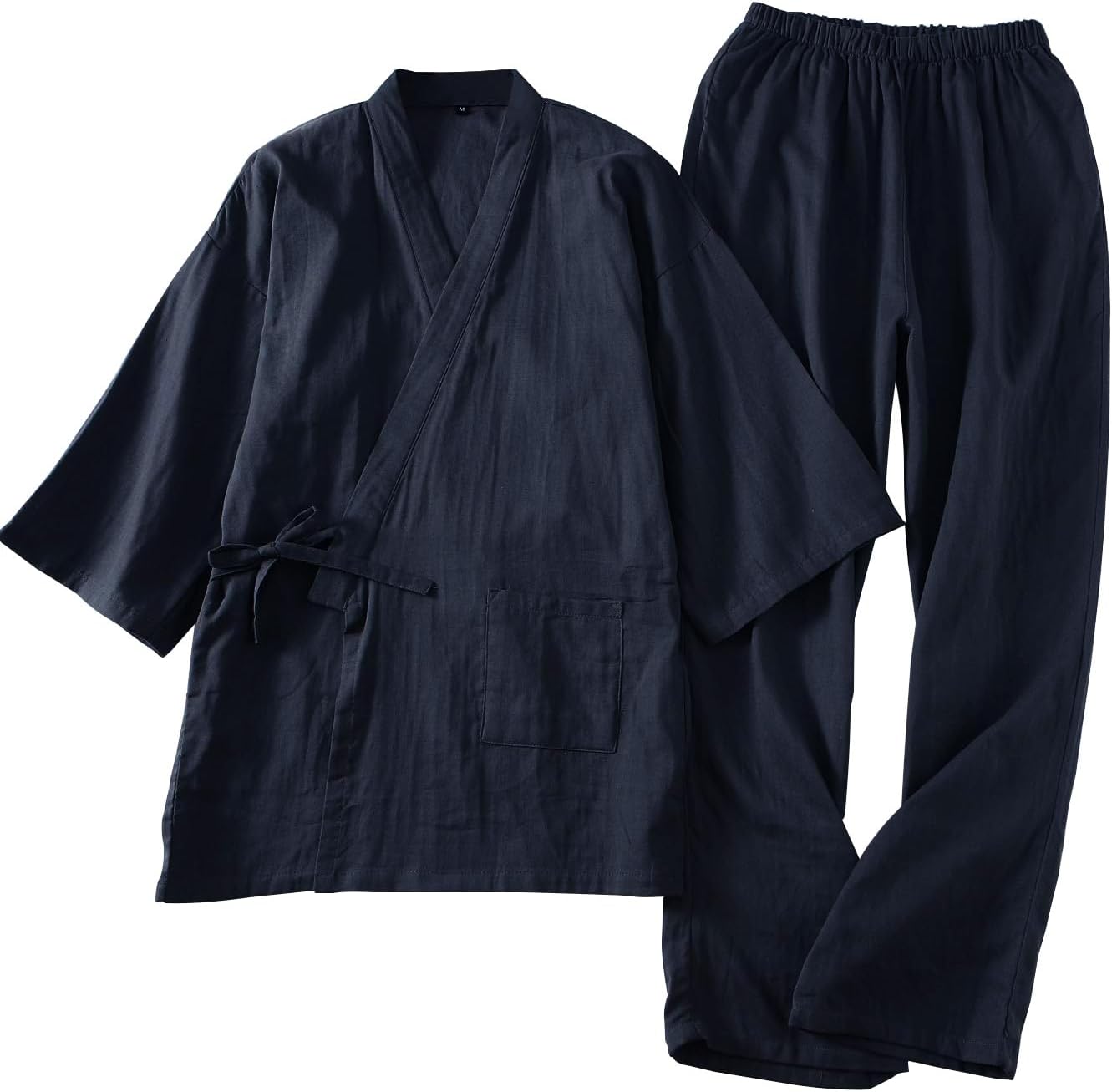 Men's Yukata Jinbei, Sleepwear, 100% Cotton, Double Layered Gauze, Pajamas, Men's Jinbei, 3/4 Sleeve, Front Opening, Jinbei Set, Breathable, Sweat Absorbent, Kimono, Top and Bottom Set,