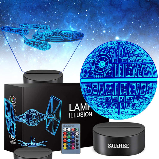 Lámpara 3D Star Wars - Luz nocturna de 3 patrones con control remoto de temporización y lámpara de decoración de 16 colores cambiantes, juguetes de Star Wars, regalos de cumpleaños y Navidad para