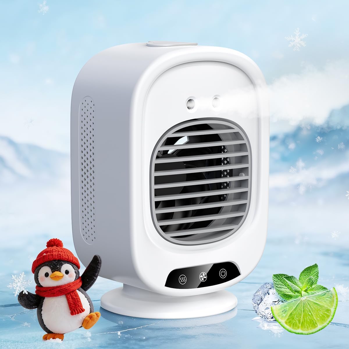 (Exclusive) Cooling Fan, Popular, 2026 Upgraded Version, Small Tabletop Cooler, Mini Air Conditioner, Powerful Ban, Instant Cooling, 3 Air Flow Levels, Ultrasonic Mist, Quiet, Air