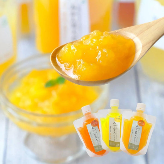 Miyamoto Orange Garden Jelly, Orange Jelly, Orange Jelly, Orange from Ehime, Agar, 3.5 oz (100 g), Pouch, Assorted, Uncolored, Unscented, Domestically Produced, Fruit Jelly, No Chemical Additives (3 Pack)