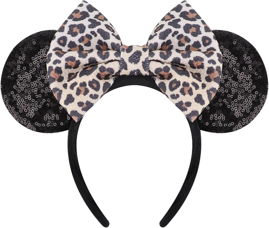 AQOKKA Mouse Ears Headband with Bow and Minnie Ears Hair Accessories for Women Girls Birthday Party Decoration