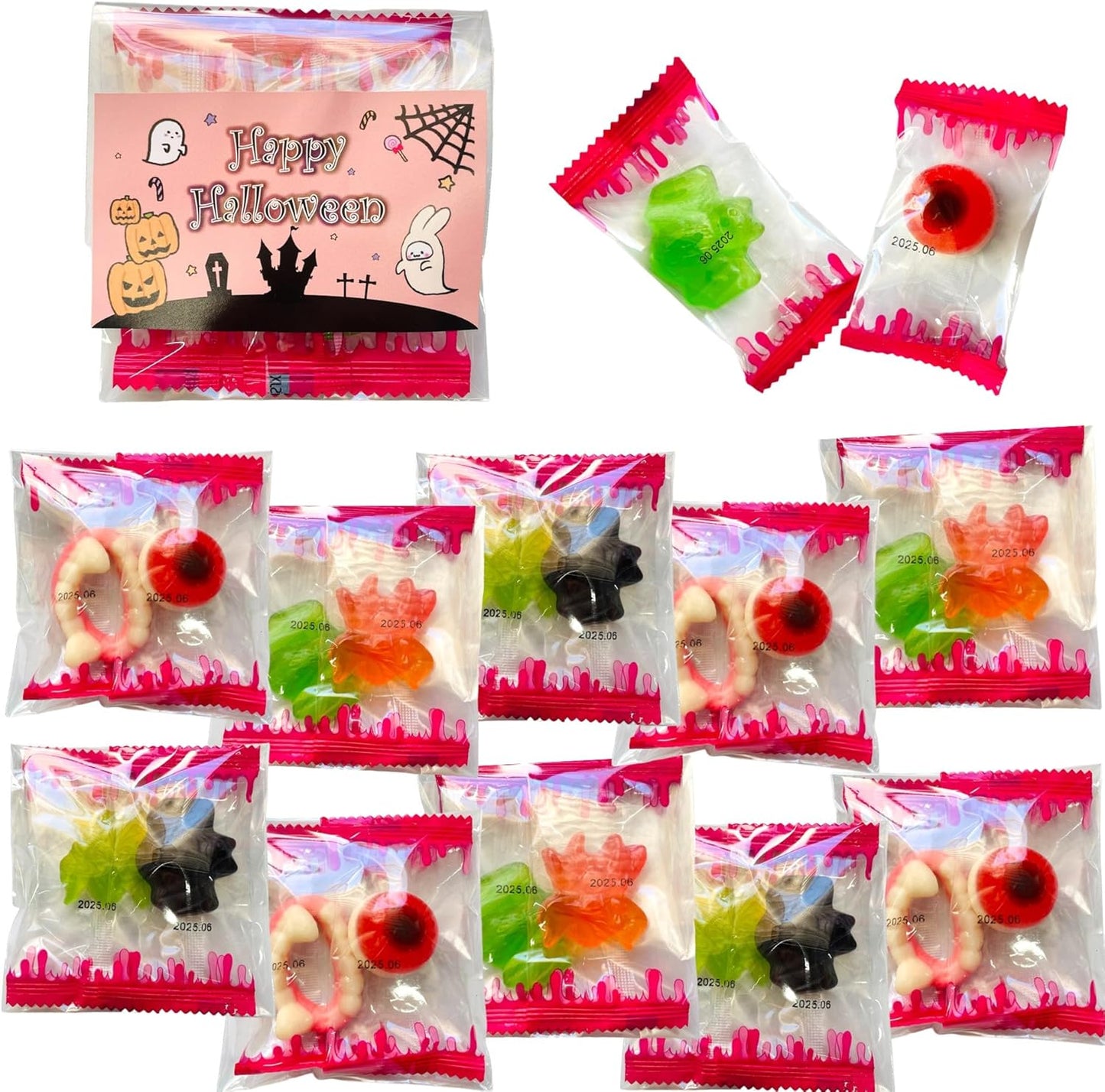 (Bookmark Gift) Petite Gift, Halloween Monster Party Gummies, Set of 2, 10 Bags Set, Halloween Gift, Fruit Flavor, Monster Gummy, Party, Kimokawa, Halloween Sweets, Handout, Halloween Party, Halloween