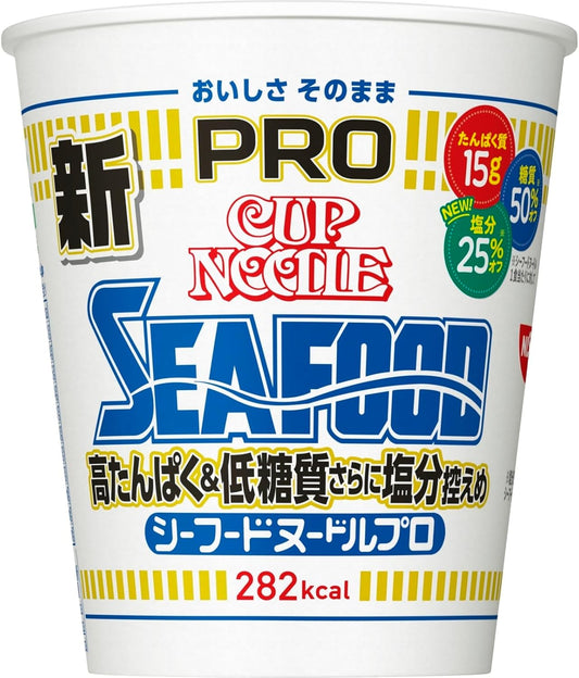Cup Noodles PRO Seafood Noodles with High Protein & Low Sugar Content and Low Salt Content (Delicious Tasty) Nissin Foods Cup Noodles, 2.7 oz (78 g)