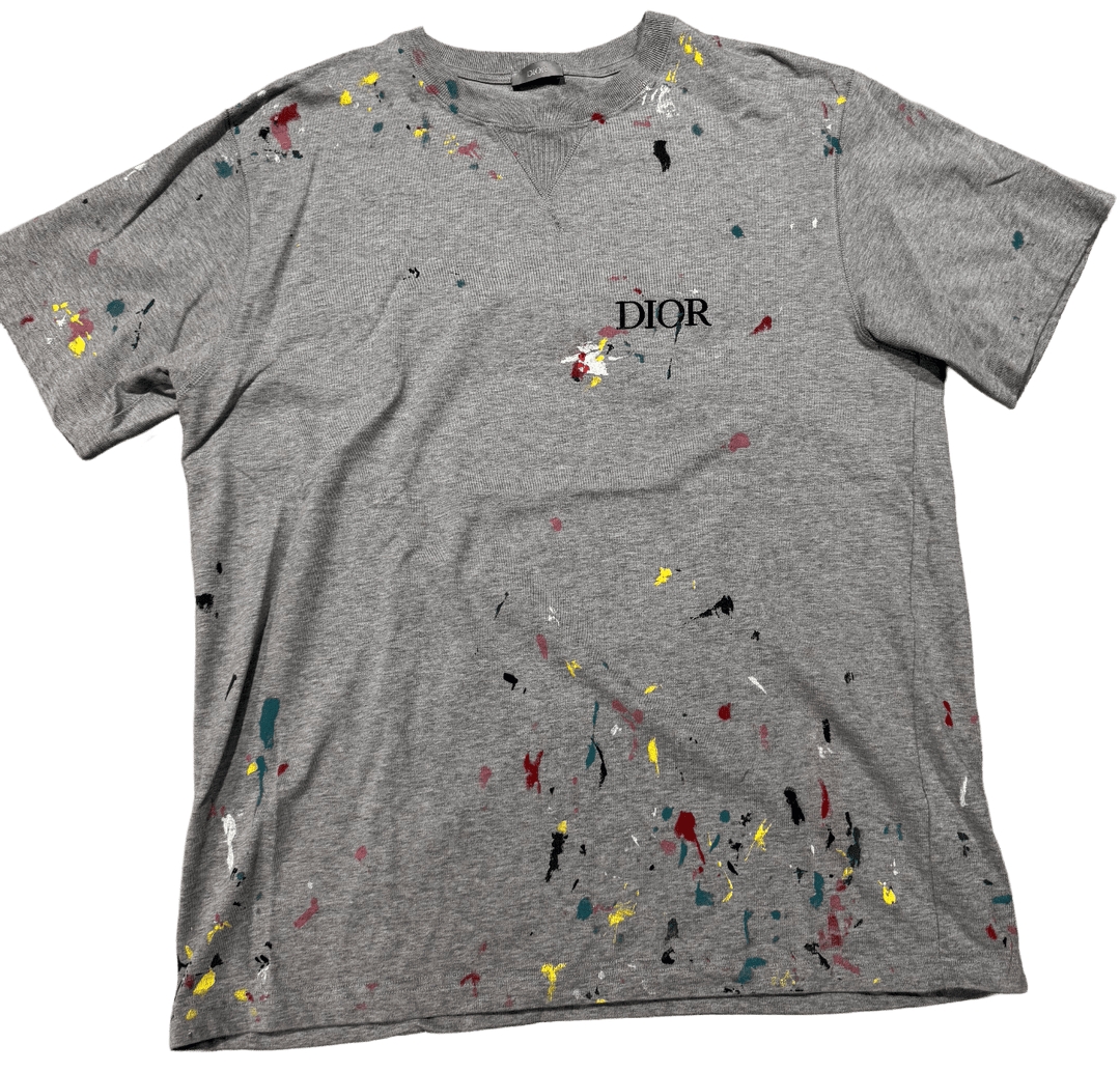 DIOR EMBROIDERED PAINT SPLATTER TEE