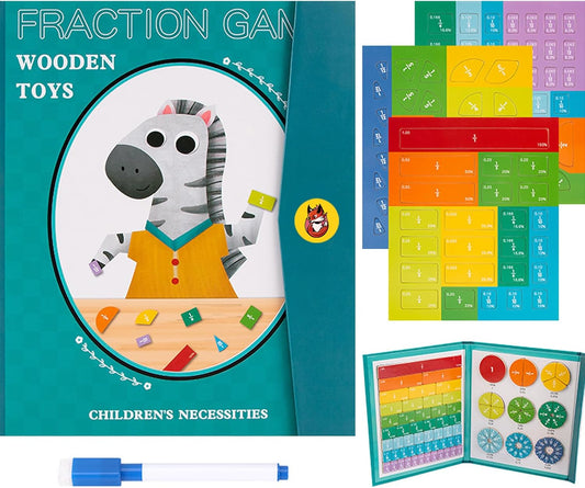 Math Book Educational Toy Magnetic Fraction Education Puzzle Children's Magnetic Fraction Book Fraction Puzzle Fraction Tile Set Fun Fraction Input Mathematics Arithmetic Operation Fractions