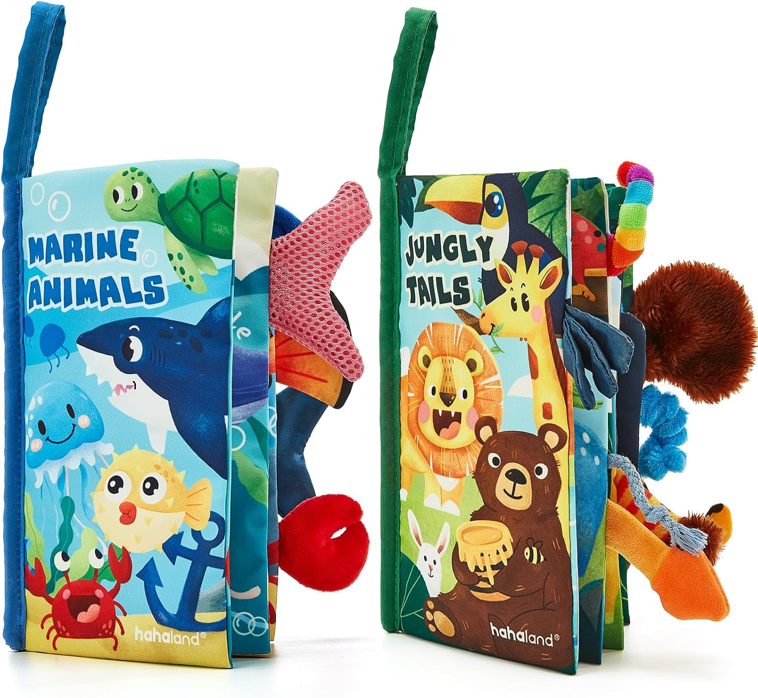 Hahaland Baby Cloth Book 0-3-6 Months Baby Stroller Toy 8-9 Months Set of 2 Soft Crinkling Sound Best Gift for Newborn Baby Boys Girls