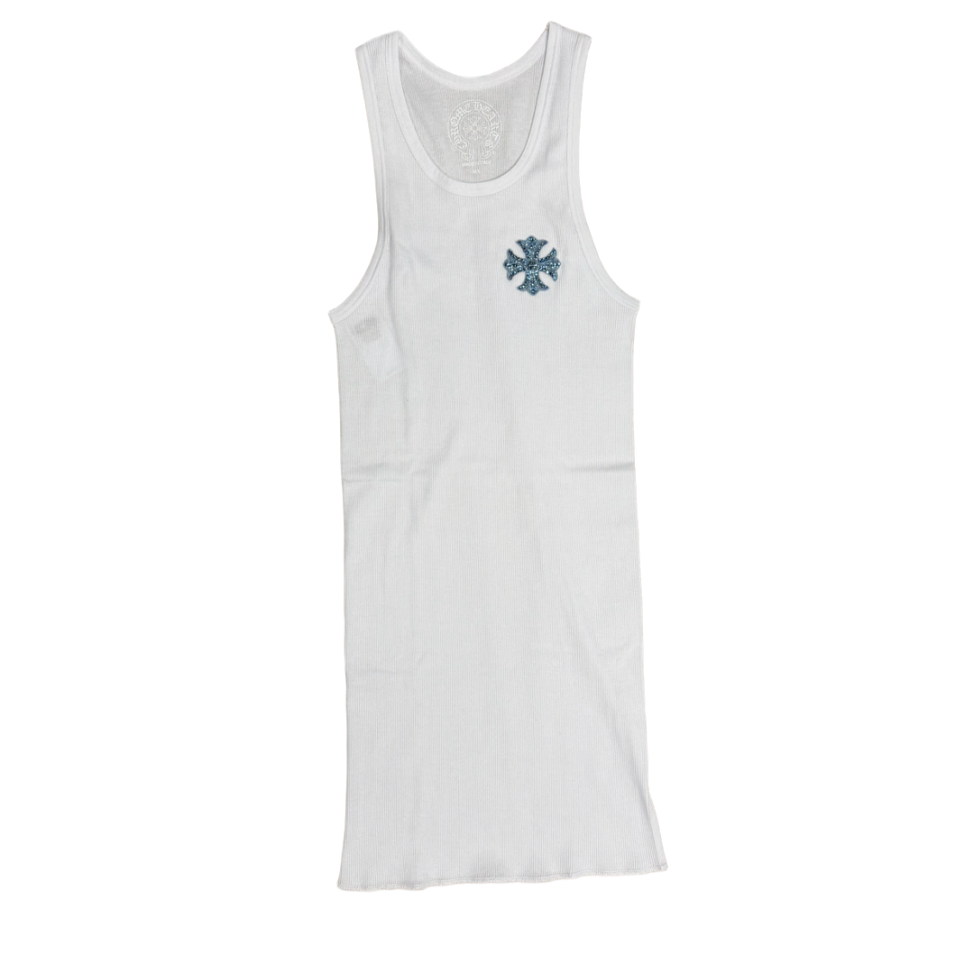 CHROME HEARTS 'BLUE BEADED' ART BASEL WHITE TANK