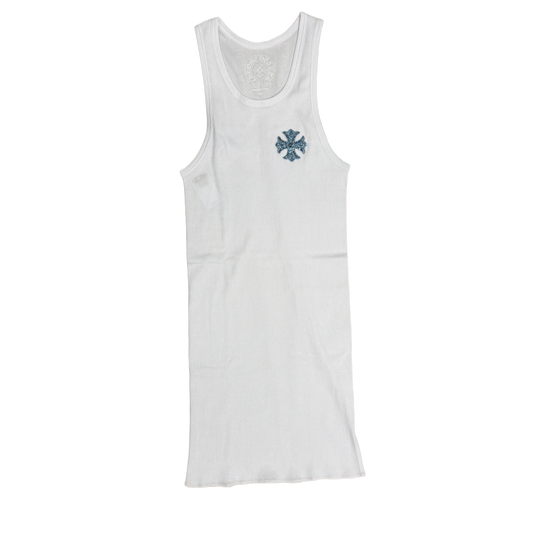 CHROME HEARTS 'BLUE BEADED' ART BASEL WHITE TANK