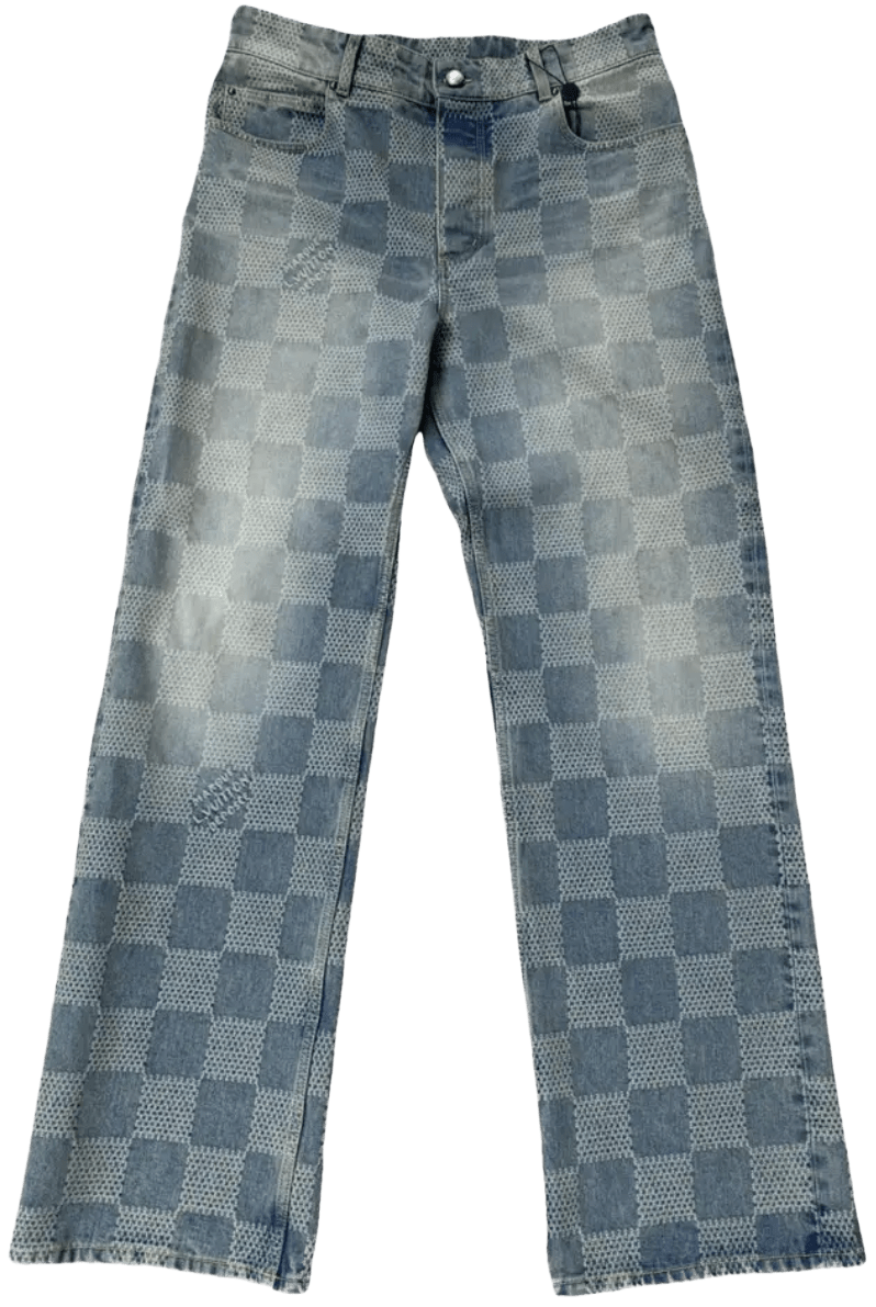 LOUIS VUITTON 'DAMIER' DARK WASH SKATE JEANS