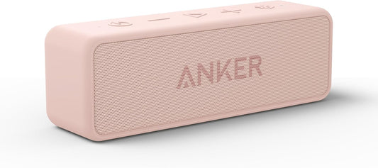 Anker Soundcore 2 (USB Type-C Charging, Bluetooth Speaker, 12 W Output, 24 Hours of Continuous Playback), Wireless Stereo Compatible, Small Size, Enhanced Bass, IPX7 Waterproof Standard, Dual Drivers