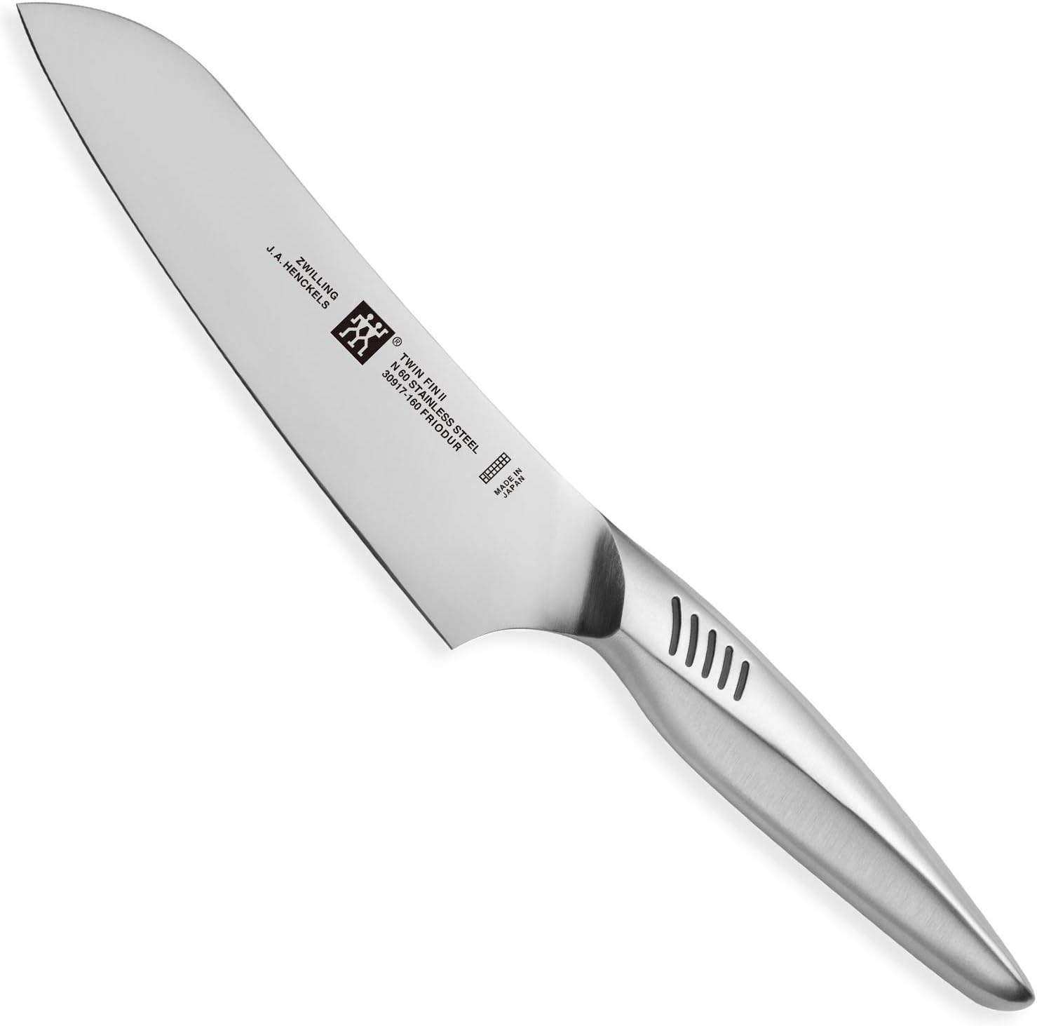 Zwilling 30917-161 Twin Fin 2 Multi-Purpose Knife, 6.5 in (165 mm), Made in Japan, Santoku Knife, All Stainless Steel, Dishwasher Safe, Made in Seki City, Gifu Prefecture