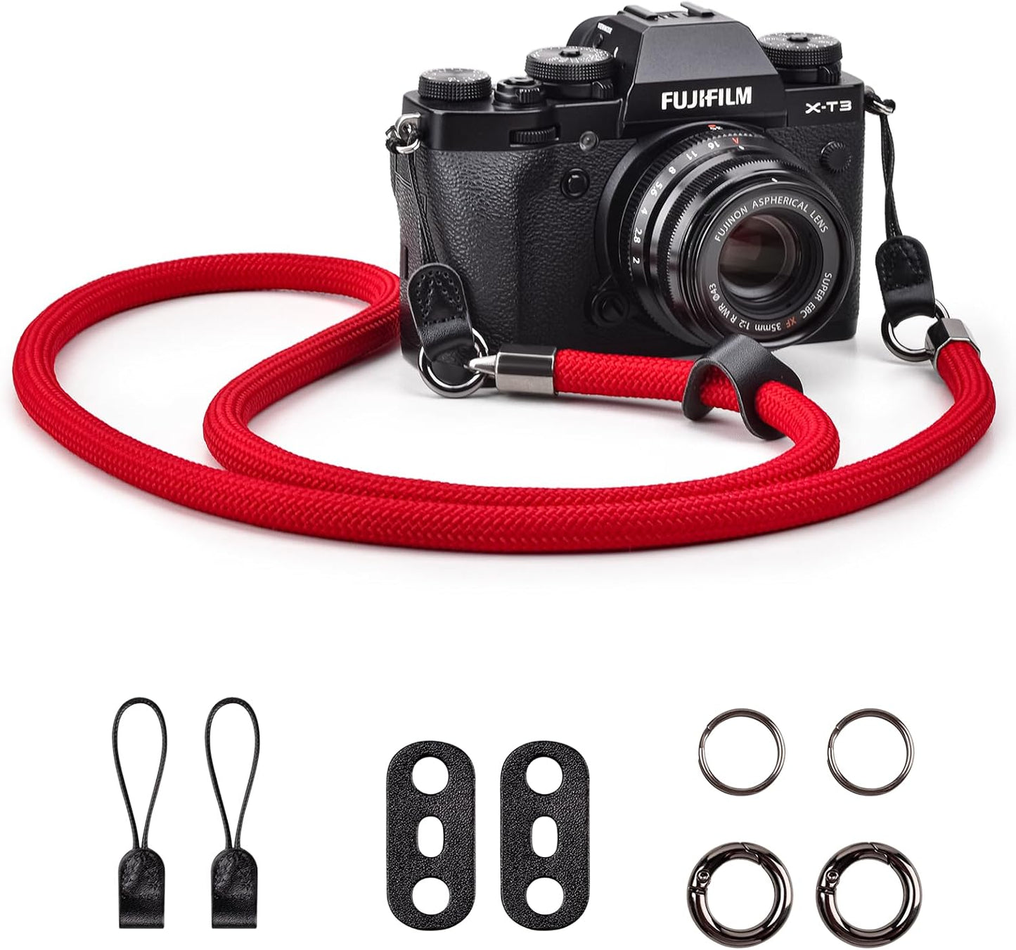 [VOVMOEYA] Camera Neck Strap, For Fujifilm X100VI, XT-4, sony α7CII, A6700, Canon EOS R10, Nikon Zf Z30, Shoulder Strap, Crossbody Should, Quick Release, Climbing Rope, Nylon, With Metal Ring, Camera