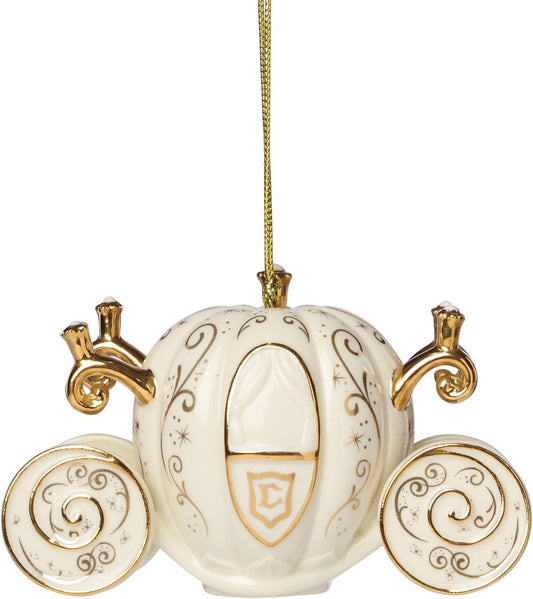 Adornos Lenox, Adorno de Porcelana de la Carroza de Cenicienta, Hecho de Porcelana con Acentos Dorados, Cordón Dorado para Decoración de Árbol de Navidad, Decoraciones de Navidad, Adornos de