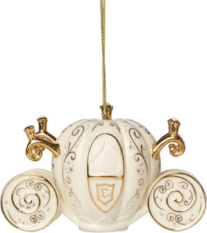 Adornos Lenox, Adorno de Porcelana de la Carroza de Cenicienta, Hecho de Porcelana con Acentos Dorados, Cordón Dorado para Decoración de Árbol de Navidad, Decoraciones de Navidad, Adornos de