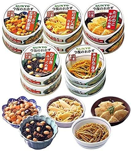 Sanyodo Delicious Side Dish Canned Set (10 cans (simmered hijiki seaweed/simmered bamboo shoots/mixed vegetable beans/dried daikon radish/kinpira burdock root))