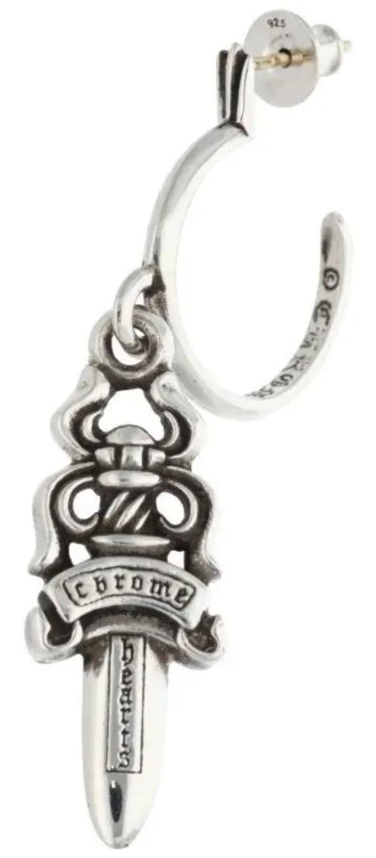 CHROME HEARTS 'DAGGER' HOOP EARRING