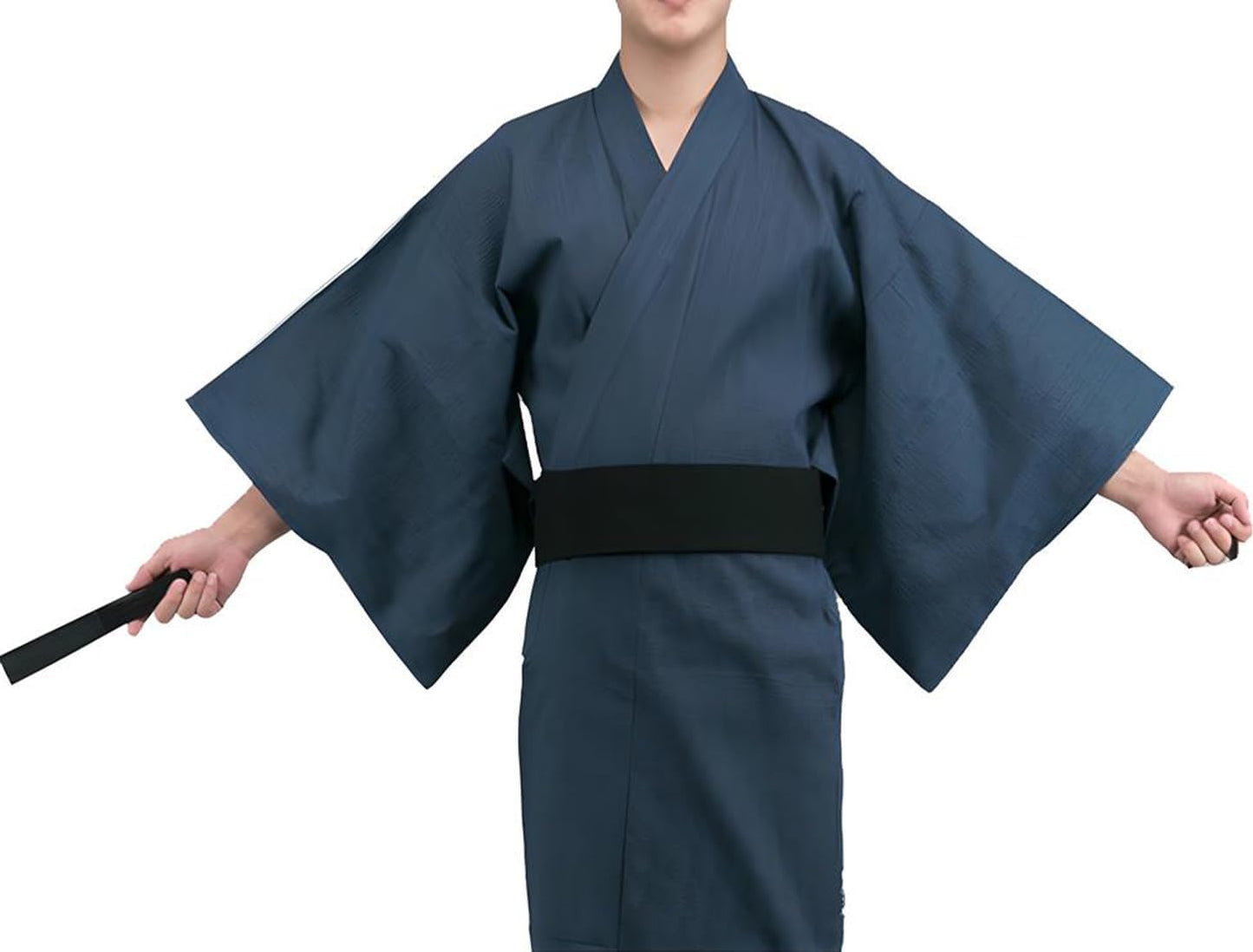 Men's Yukata Kimono, Square Belt, 2-Piece Set, Striped Pattern, Kimono, Easy to Wear, Men's Yukata Set, Solid, Simple, Texture, Men's, Open Front, Sleepwear, Room Wear, Japanese Style,