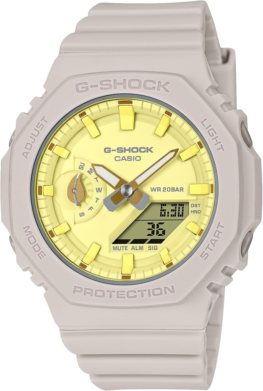 Casio GMA-S2100/BASIC Wristwatch, Natural, beige/yellow, Modern