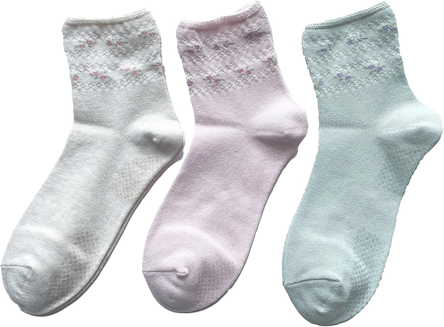 Women's Socks, Antibacterial, Deodorizing, Anti-Slip, Thin, Made in Japan, Loose, 8.7 - 9.4 inches (22 - 24 cm), Set of 3 Pairs