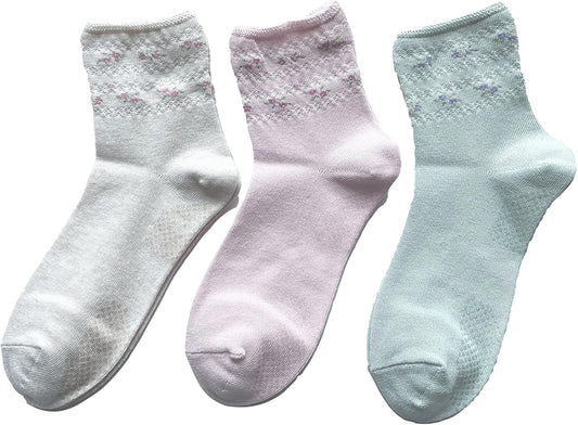 Women's Socks, Antibacterial, Deodorizing, Anti-Slip, Thin, Made in Japan, Loose, 8.7 - 9.4 inches (22 - 24 cm), Set of 3 Pairs