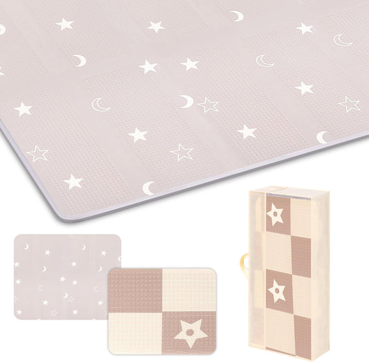 Artake Baby Play Mat, Easy to Store, Joint Mat, Thick, Foldable, Waterproof, Soundproof Mat, Baby Mat, Nap Mat, Moon Stars, 79 x 71 x 0.8 inches (200 x 180 x 2 cm)