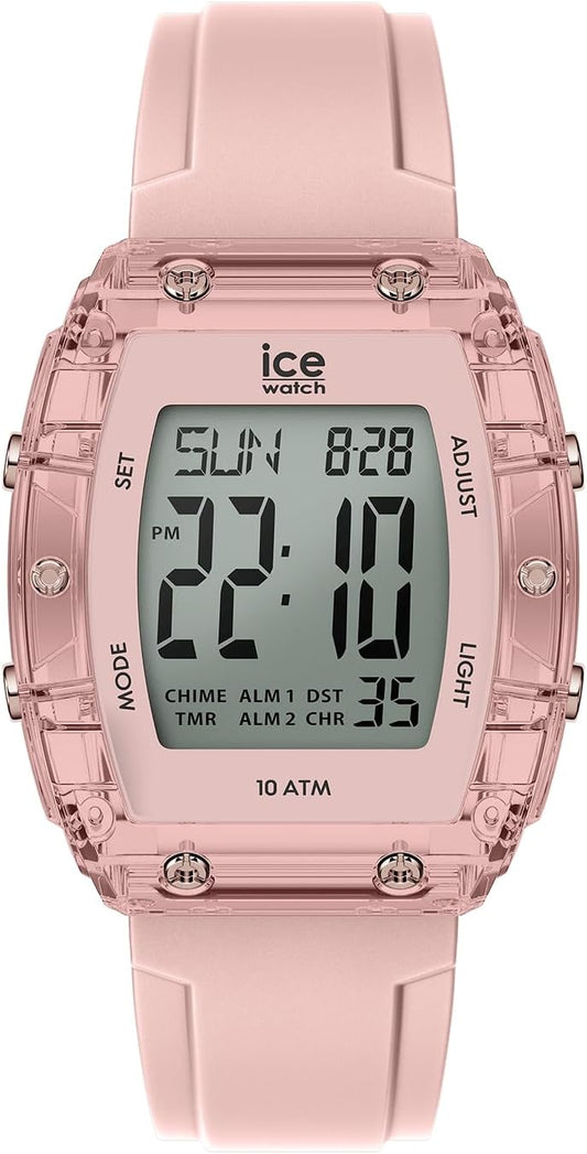 ICE-WATCH Ice Watch, Tonneau Type, Wristwatch, Men's, Unisex, ICE Digit Boliday, Small, Date, Week, 24 Hour, nude clear