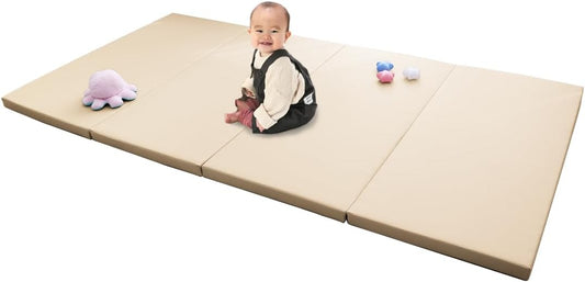 WEIMALL Baby Play Mat, Waterproof, Antibacterial, Foldable, Floor Heating, Soundproofing, Noiseless, Thickness 1.6 inches (4 cm), Non-formal Mat, Cushion, Training, Baby Shower