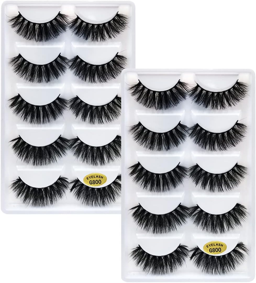5 Pairs X 2 Boxes Matsudaya G8 Series Ultra Dense Recital Stage Makeup Natural Fake Mink Hair False Eyelashes Long Eyelashes Extension Fake Eyelashes Handmade (G800X2 Box)