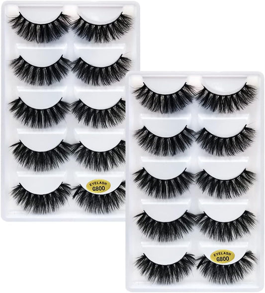 5 Pairs X 2 Boxes Matsudaya G8 Series Ultra Dense Recital Stage Makeup Natural Fake Mink Hair False Eyelashes Long Eyelashes Extension Fake Eyelashes Handmade (G800X2 Box)