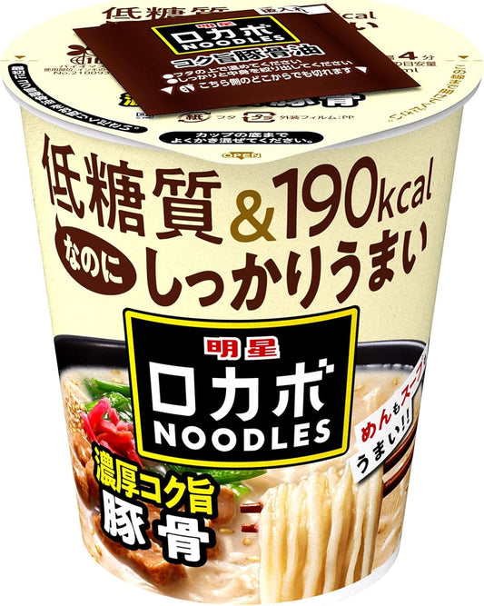 Myojo Rocabo NOODLES Pork Bones (192 kcal, 30% Off Sugar, Low Sugar Sugar, Delicious, Plenty of Dietary Fiber, Cup Noodles, 12 Pieces)