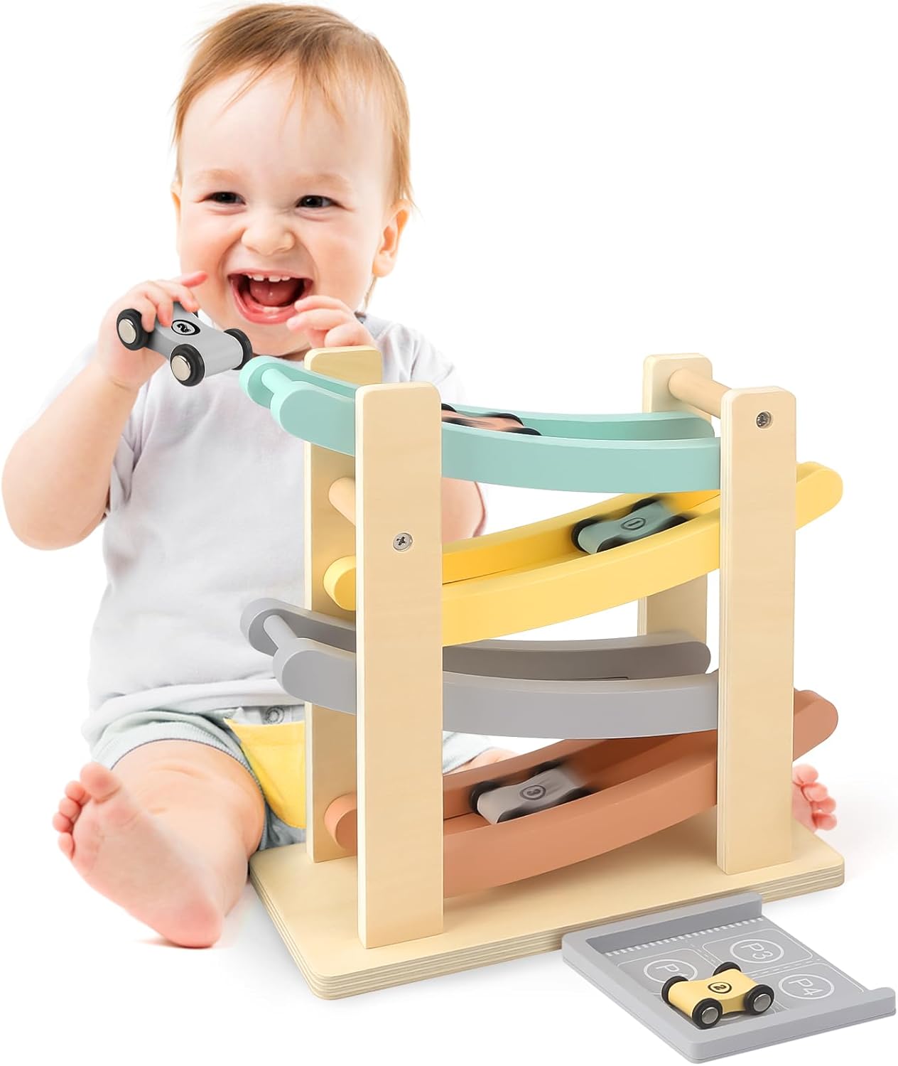 Ramp Toy, Wooden Toy, Car Toy, 1, 2, 3, 4 Years, Present, Educational Toy, Kumikumi Slope, Boys and Girls, 1, 2, 3, Birthday, Present Ranking, Garage Included